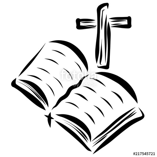 500x500 Open Bible And Cross, Christianity And Faith Stock Photo