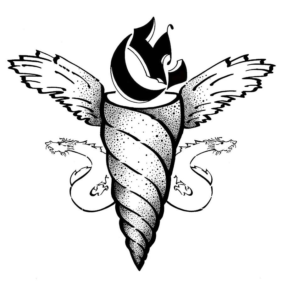 900x898 Real Fake News Unicorn Caduceus Drawing