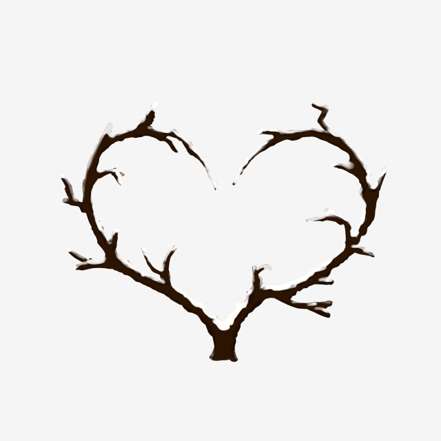 640x640 Hand Painted Creative Heart Shaped Falling Snow Branches Winter
