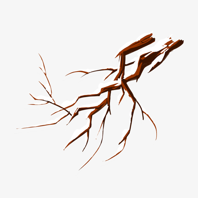 650x651 Hand Drawn Tree Branches Falling Snow Big Tree Illustration Image