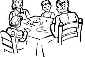 300x200 Dining Table Clipart Black And White Black Family Dinner Table