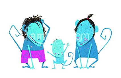 425x275 Funny Monkey Family Hand Drawn Cartoon Father Mother And Child