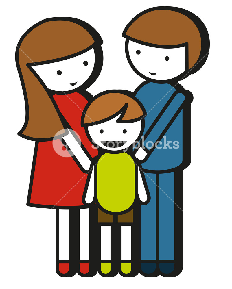 802x1000 Simple Family Drawing With Parents And Kid Illustration Royalty