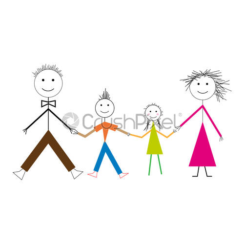 500x500 Halftone Dots White Background Happy Family Having Fun,vector