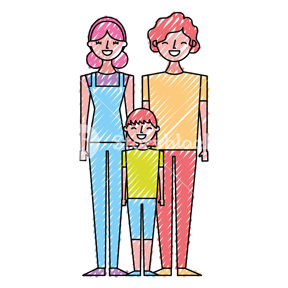 1000x1000 Happy Family Standing Together Father Mother And Girl Vector