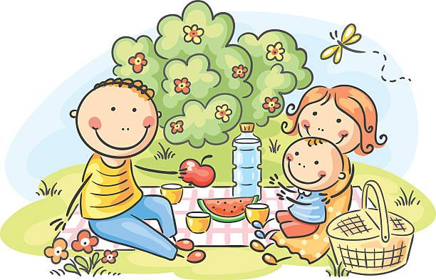 612x393 Happy Family Having Picnic In The Park, No Gradients Png