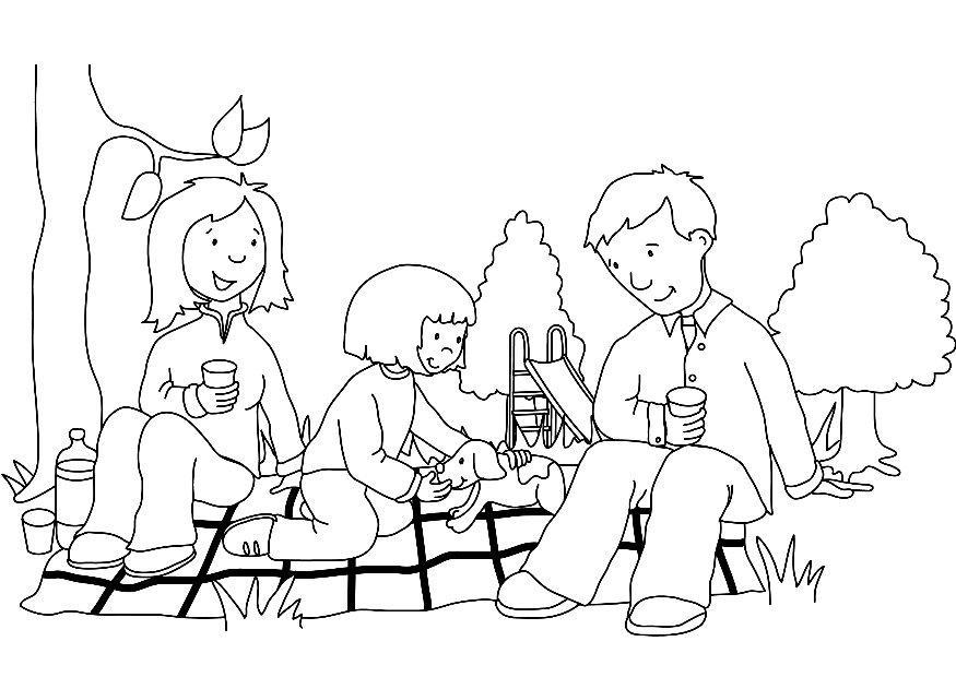 875x620 Picnic Drawing Free Download