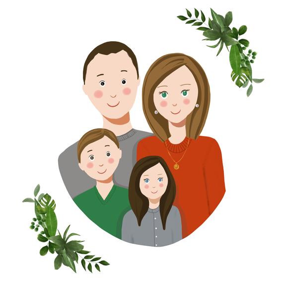 570x570 family portrait illustration personalized family gift family etsy