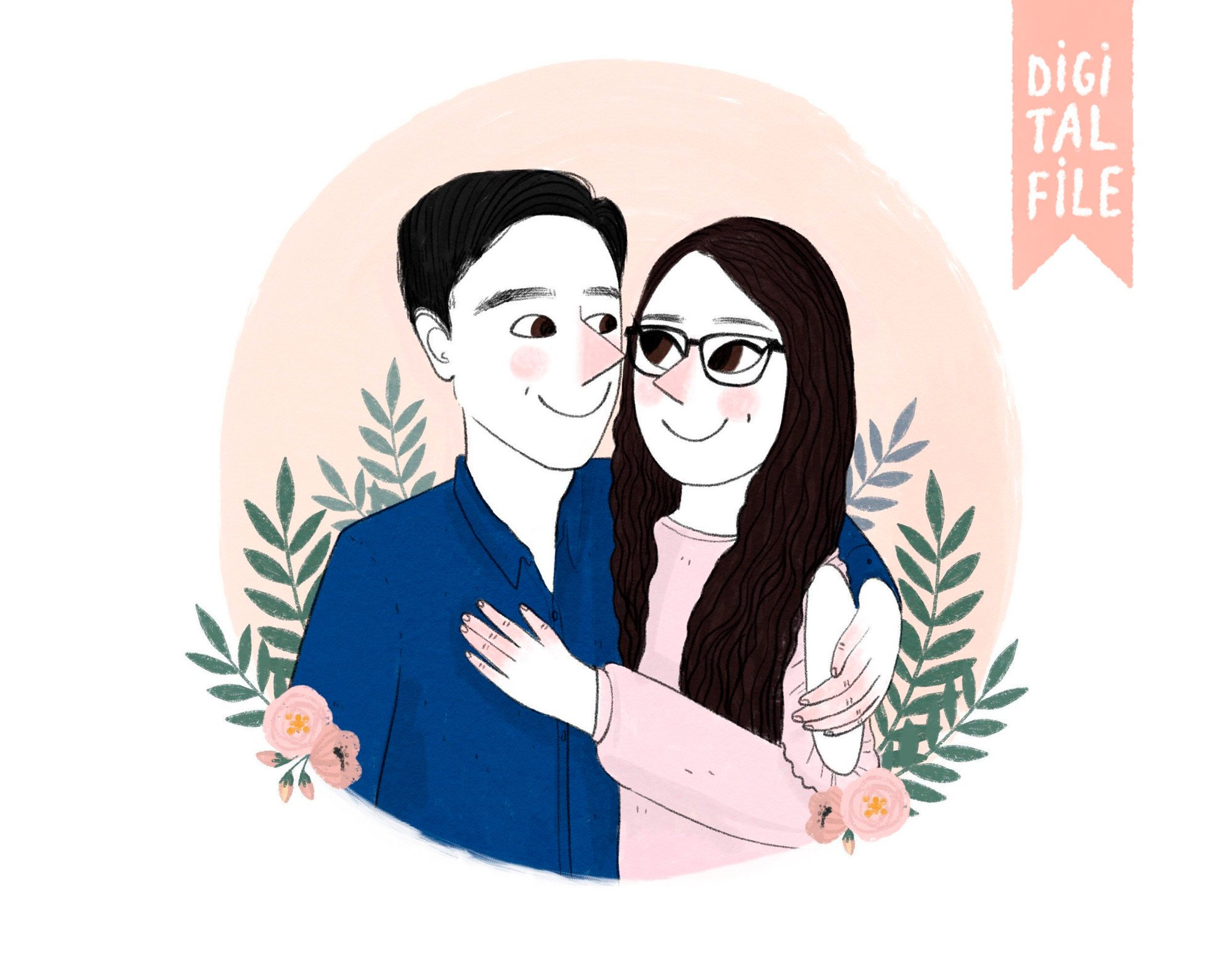 2000x1589 portrait drawing custom portrait custom drawing couple etsy