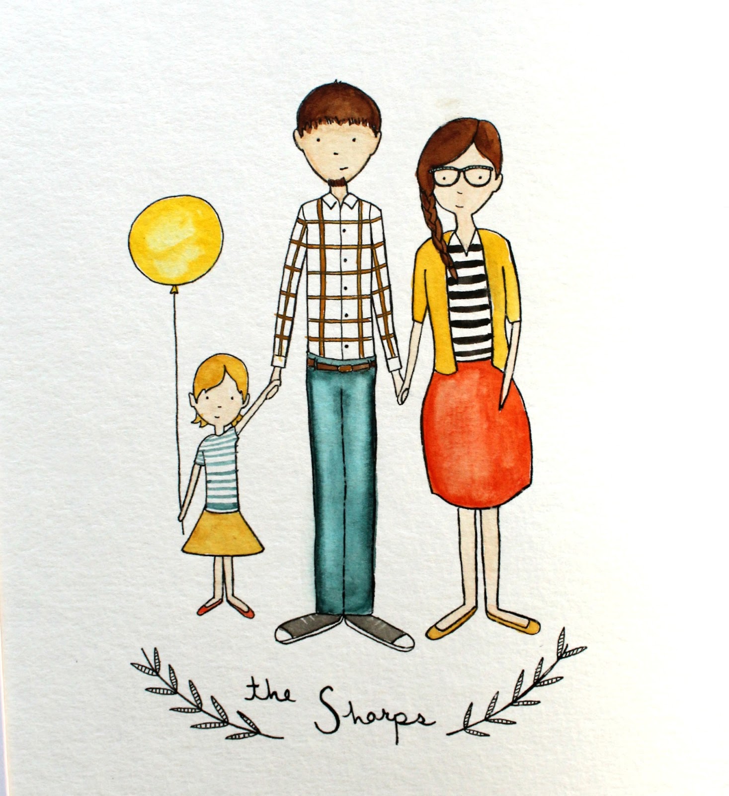1467x1600 Hoping For Rocketships Watercolor Family Portrait