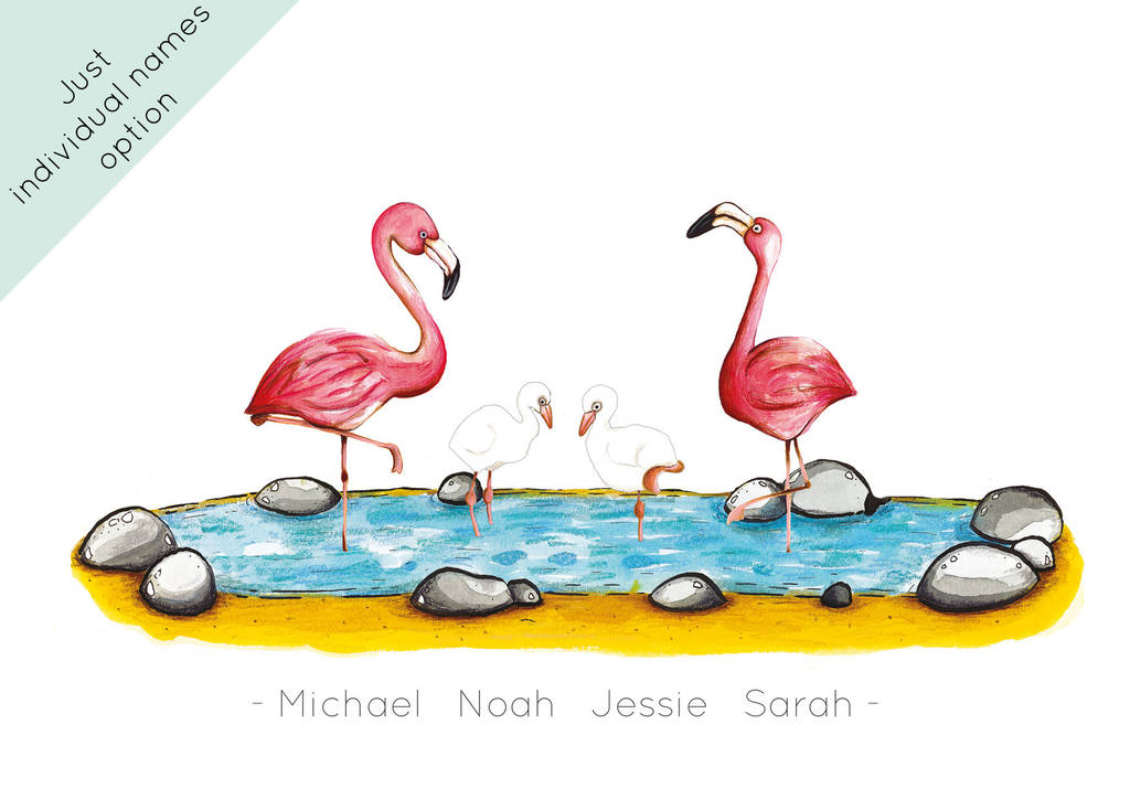 1024x724 Personalised Family Portrait Flamingo Print