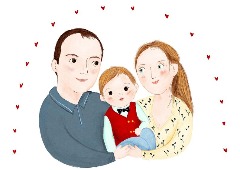 794x562 Custom Father's Day Gift Family Portrait With Happy Etsy