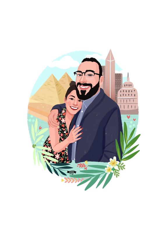 570x814 custom portrait, couple illustration, family portrait, couple