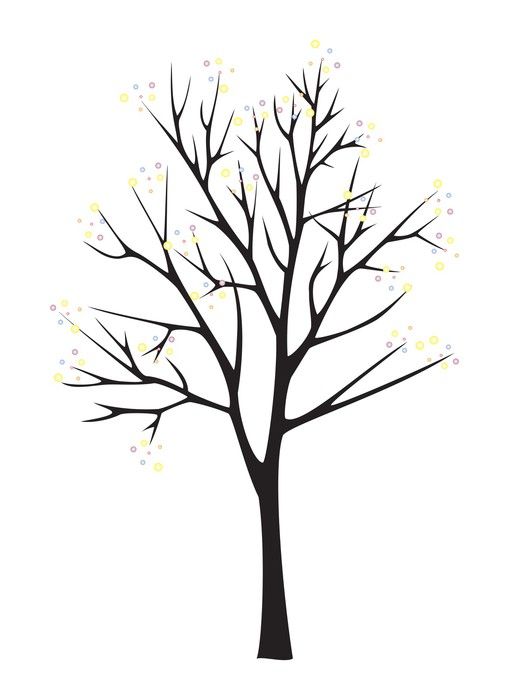 509x700 Black Tree Silhouette On White Background Wall Mural Pixers