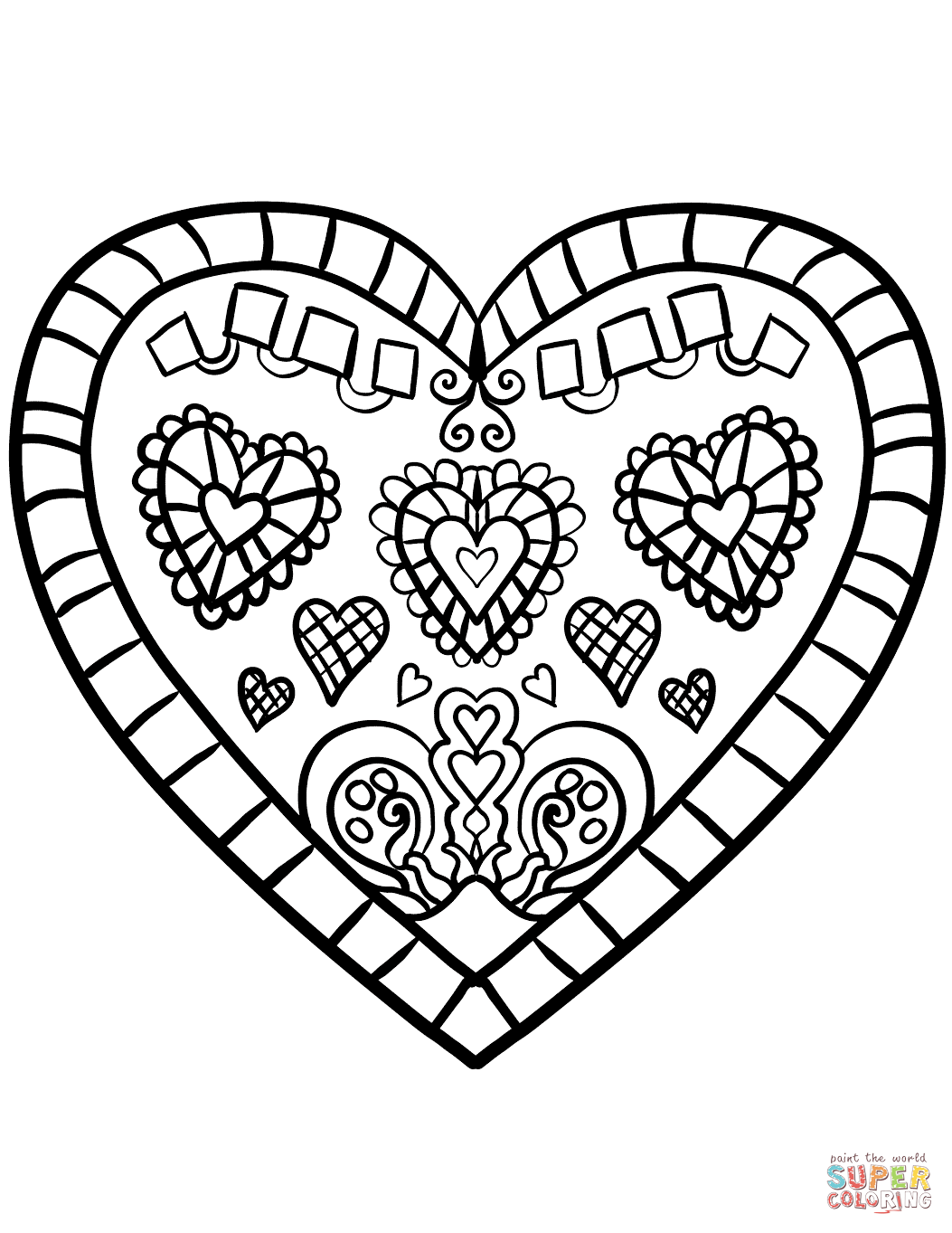 1053x1363 Fancy Heart Coloring Pages