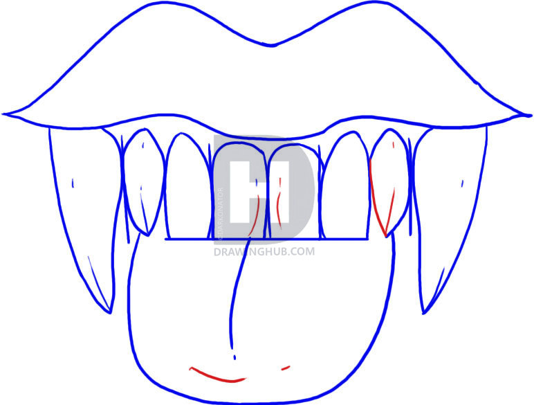 772x585 How To Draw Vampire Fangs And Teeth, Step