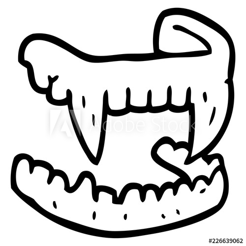 500x500 Line Drawing Cartoon Halloween Fangs