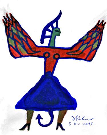 375x476 harpy, fantastic animal drawing