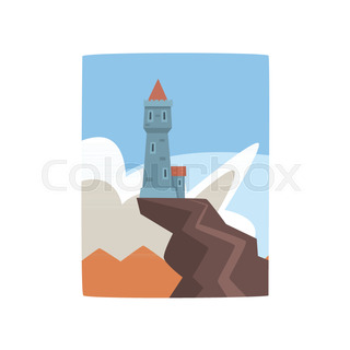 320x320 Fantasy Castle On Edge Of Cliff Stock Vector Colourbox