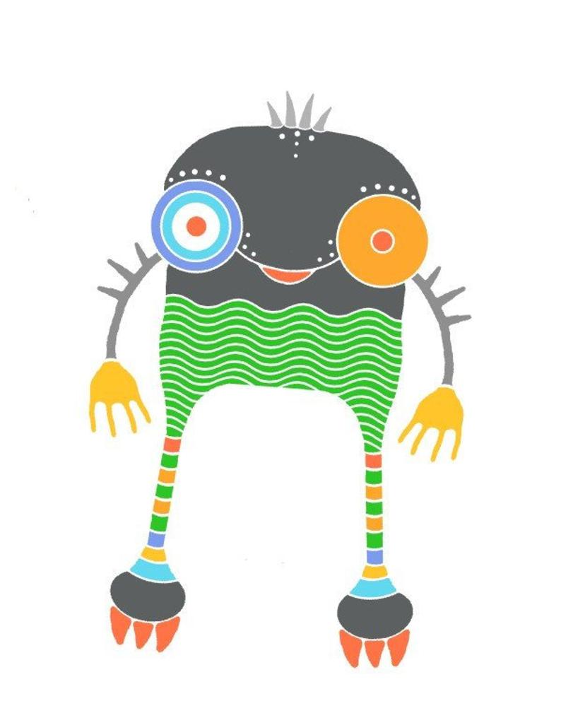 794x992 Green Monster Art Wall Decor Fantasy Creature Art Animal Etsy