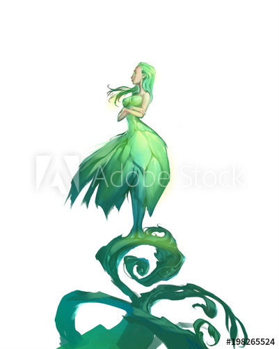 401x500 beautiful fantasy illustration of a mythological dryad female