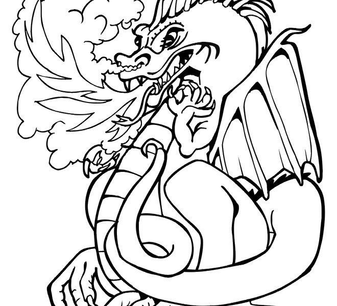 660x600 Drawing Of A Fire Breath Dragon For Kids
