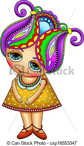 272x470 Hand Draw Ornate Fantasy Cartoon Little Girl