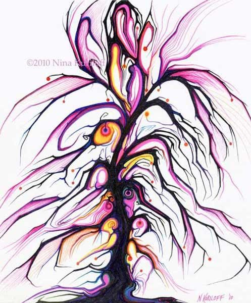 497x600 Purple Tree Rhythmic Branches Drawing