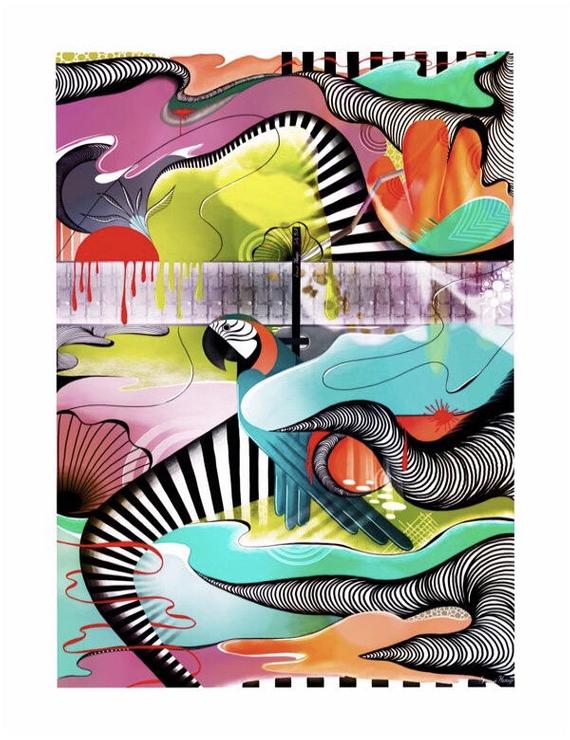 570x740 Parrots World Fantasy Digital Drawing Etsy