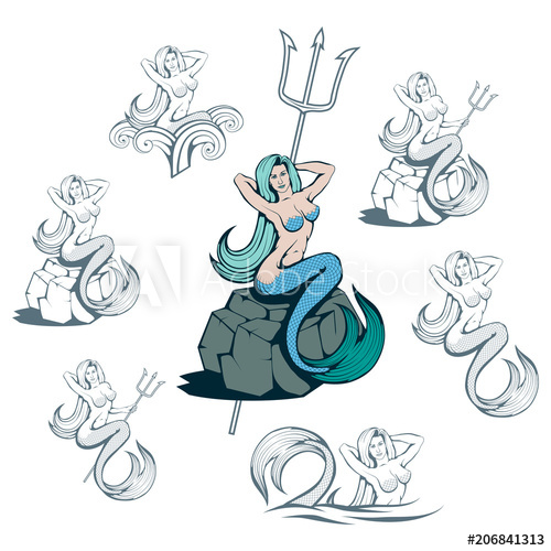 500x500 Set Of Different Mermaids World Of Fantasy Mermaid On The Waves