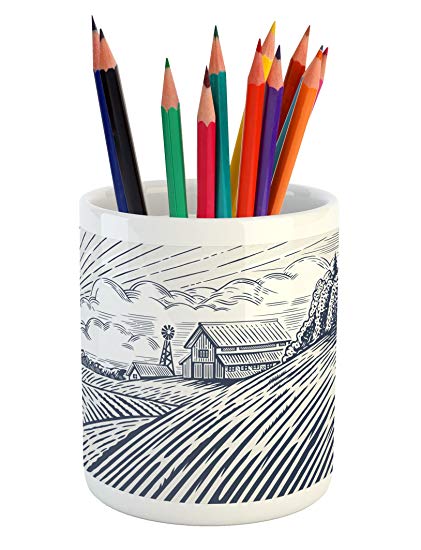 421x550 lunarable cottage pencil pen holder, rural countryside