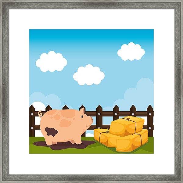 600x600 Pigs In The Farm Scene Framed Print