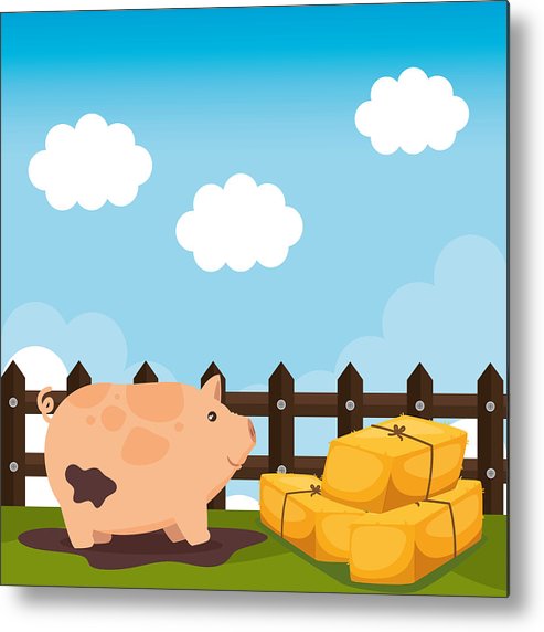 493x572 Pigs In The Farm Scene Metal Print
