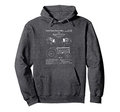 385x360 Vintage Farm Tractor Patent Drawing Gift Hoodie