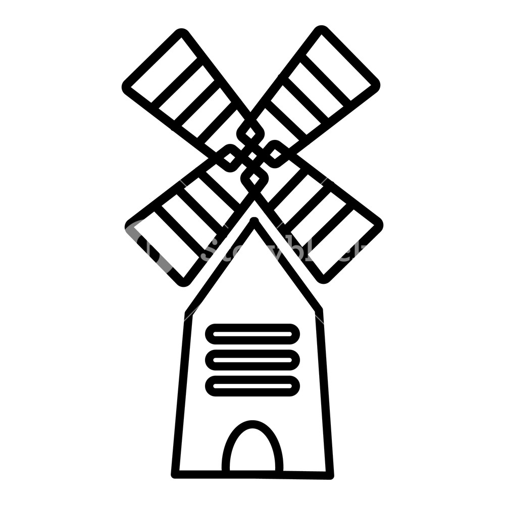 1000x1000 Farm Windmill Icon Outline Illustration Of Farm Windmill Vector