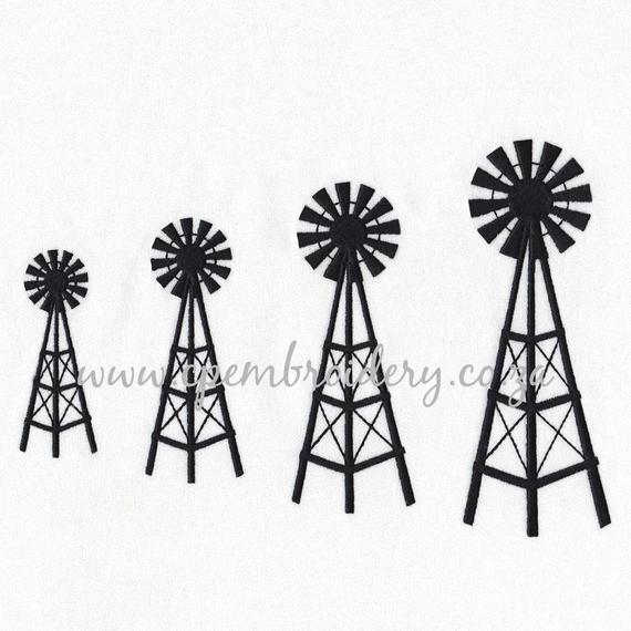 570x570 Simple Farm Windmill Set Of Sizes Machine Embroidery Etsy
