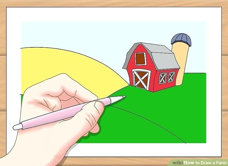 728x529 farm drawing draw a farm farmer working in farm drawing easy