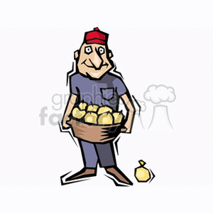 300x300 Elderly Farmer With Basket Of Pears Clipart Royalty Free Clipart