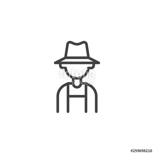 500x500 Farmer Man Avatar Line Icon Linear Style Sign For Mobile Concept