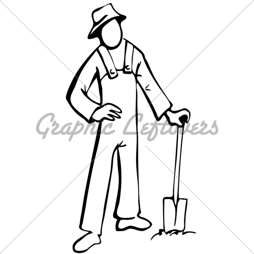 500x500 Simplified Farmer Illustration In Black And White Gl Stock Images