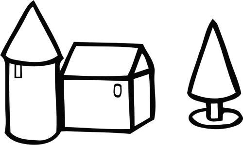 500x300 Vector Drawing Of Farmhouse Lineart