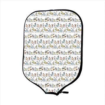 355x355 neoprene pickleball paddle racket cover case, cartoon