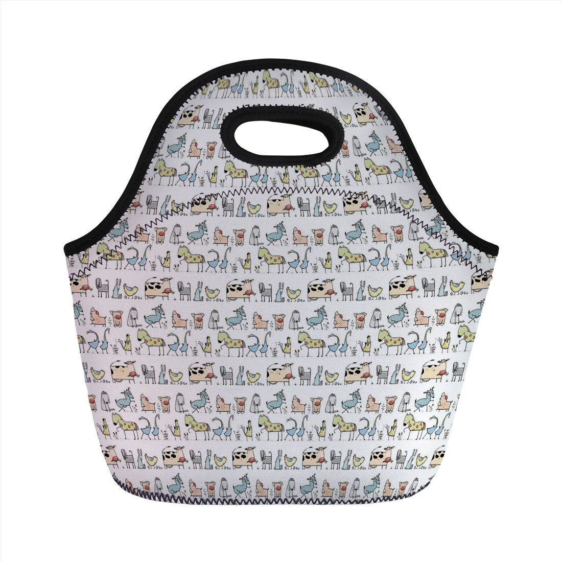 1100x1100 neoprene lunch bag, cartoon animal, funny cartoon