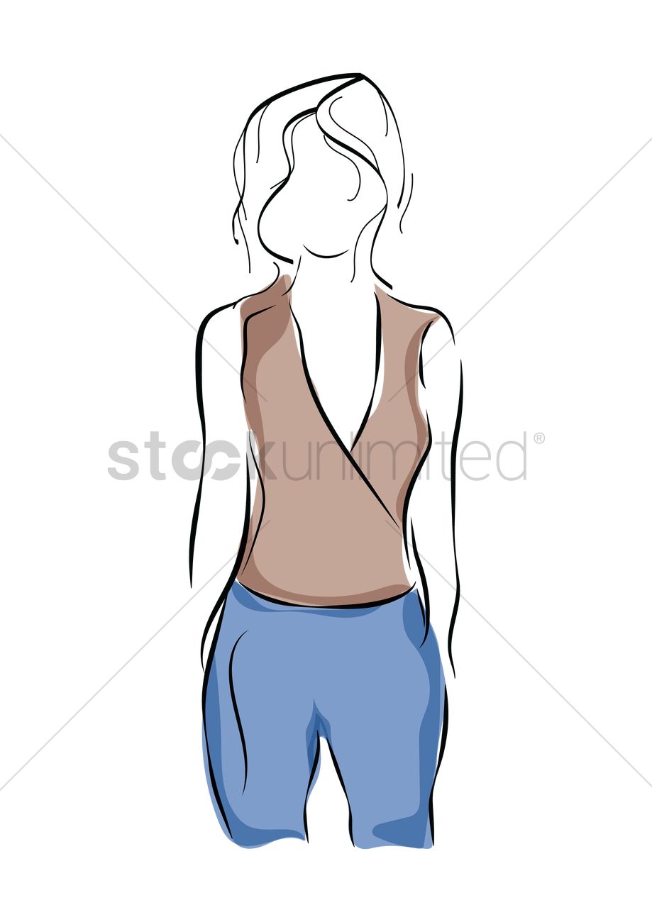 919x1300 Woman Fashion Design Sketch Vector Image