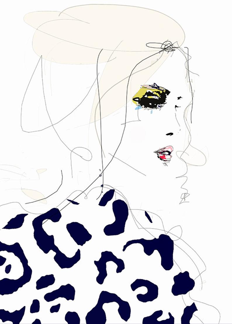 794x1108 Draw The Line Fashion Illustration Art Print Portrait Etsy