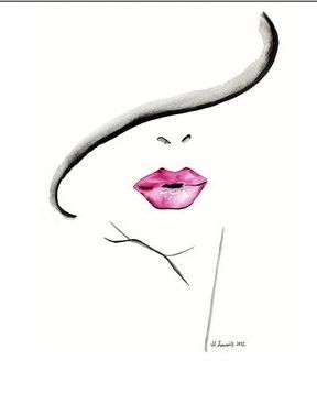 288x367 Fashion Illustration Face Simple Line Drawing