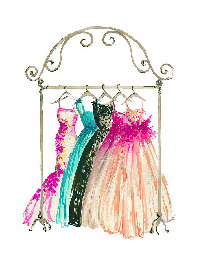 695x900 couture in her closet, watercolor fashion illustration painting