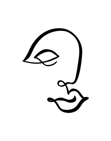 385x490 Continuous Line, Drawing Of Woman Face, Fashion Minimalist Concept