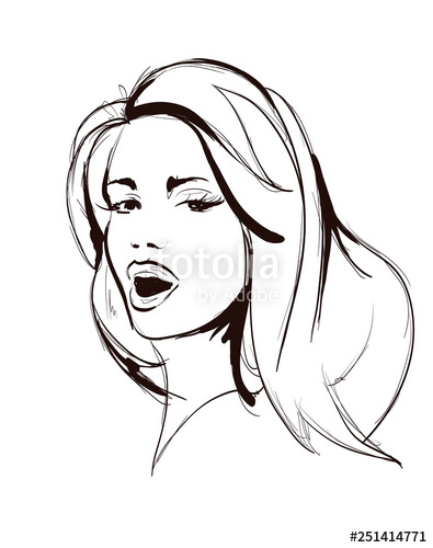 395x500 Fashion Girls Face Woman Face Hand Drawn Fashion Model Vector