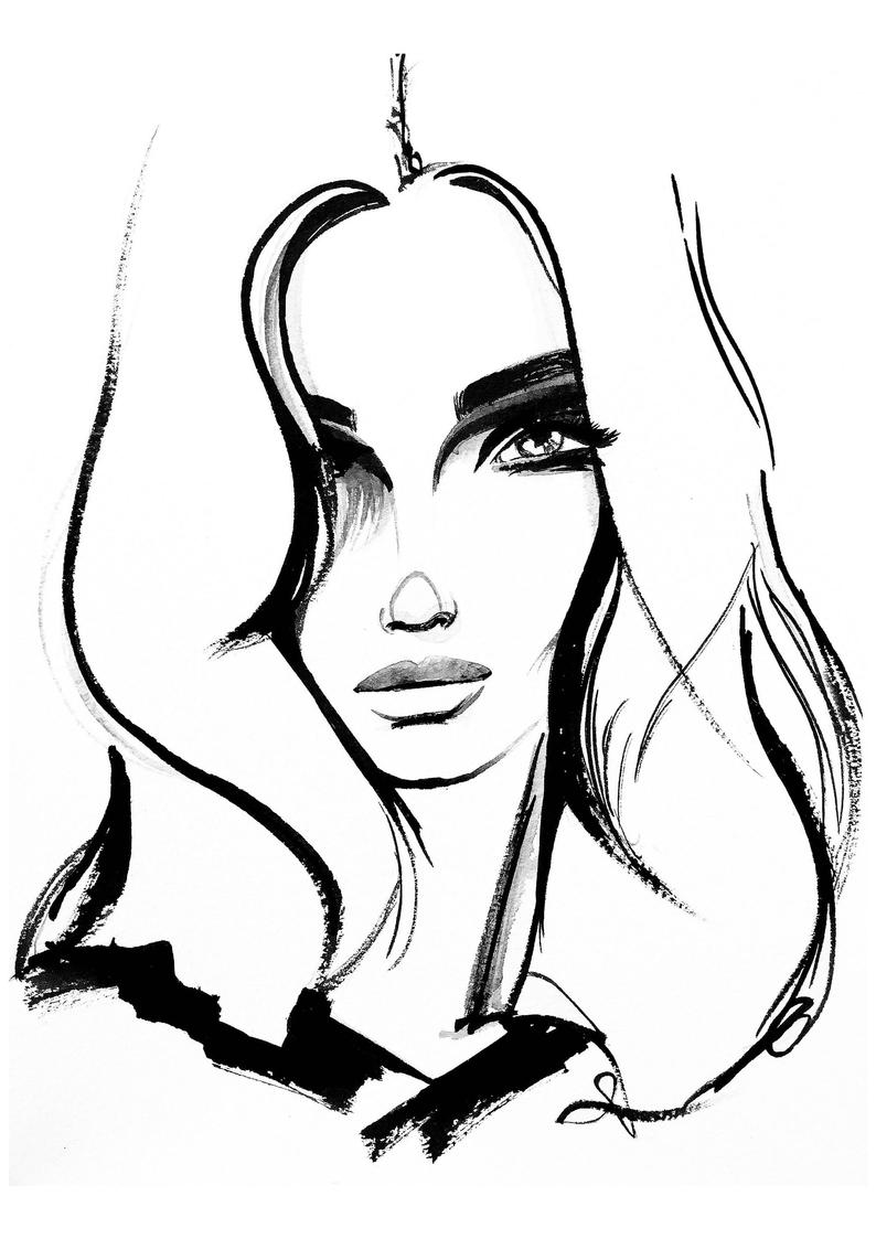 794x1123 Mirjam Print From Original Ink Fashion Illustration Fashion Etsy
